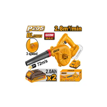 Soplador chico 20V BL con con 2 baterias 2a y cargador 13000/16000/19500 RPM