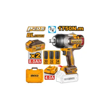 Llave de impacto BL - 20V -1750n-con 2baterias 8a-cargador 4a - maleta plastica