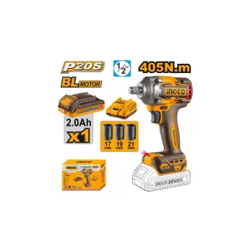 Llave de impacto 405n BL 20V con 1 bateria 2a mas cargador en caja de carton