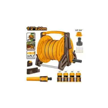 Set de jardineria - carrete mas manguera de ½" por 20m