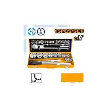 Juego de 15 piezas de llave tubo en caja metalica 3/4"