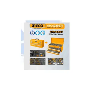 Jgo de 132 pzas llave en caja metalica de 3 cajones