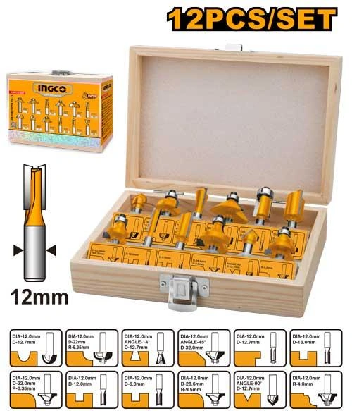 Set de fresado para router 12piezas 12 mm AKRT1221 herramienta disponible en RCS Santa Cruz