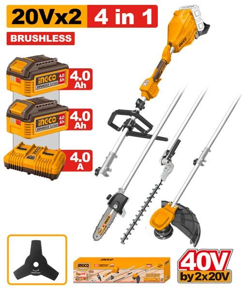Desmalezadora 4-1 40V BL -con carrete de hilo - cuchilla- cortacerco-espada con 2 baterias de 4a + cargador doble 4a CSTLI2040386 herramienta disponible en RCS Santa Cruz