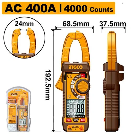 Pinza amperimetrica ac 400a DCM62001 herramienta disponible en RCS Santa Cruz