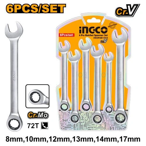Juego de 6 piezas de llaves combinadas ojo chicharra 8mm,10mm,12mm,13mm, 14mm,17mm HKSPAR1062 herramienta disponible en RCS Santa Cruz