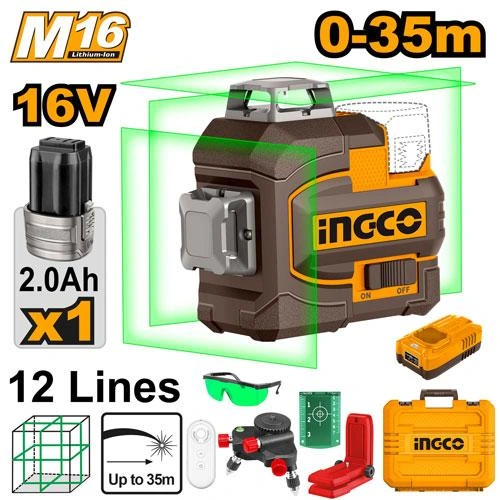 Nivel lasser 16V 12 lineas con 1 bateria y cargador en un maletin HLL301201 herramienta disponible en RCS Santa Cruz
