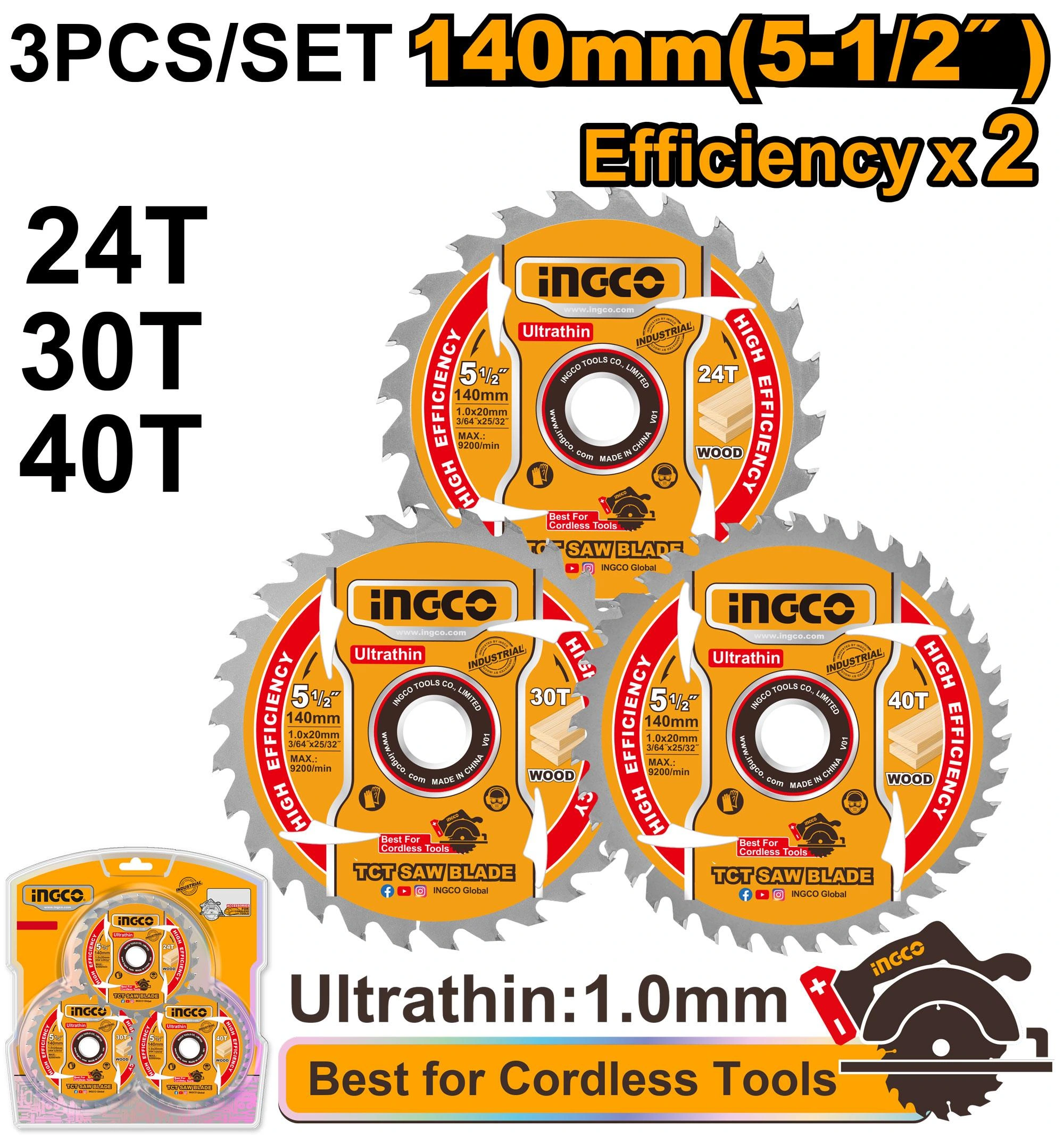 Juego de 3 piezas de hojas de sierra de 5½" - 24t-30t-40t TSB4003 herramienta disponible en RCS Santa Cruz